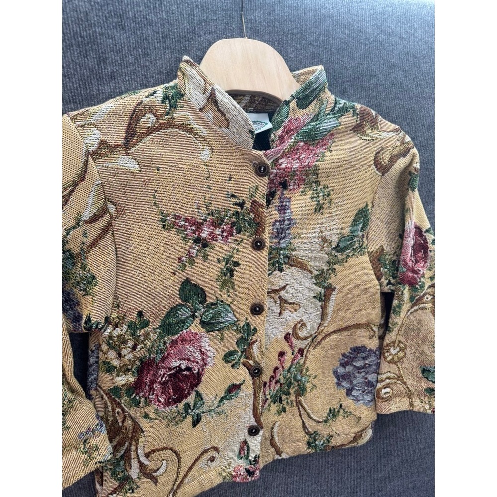 Sugar Street Weavers Vintage Floral Tapestry Jacket Cotton One Size Made in USA - Picture 7 of 11